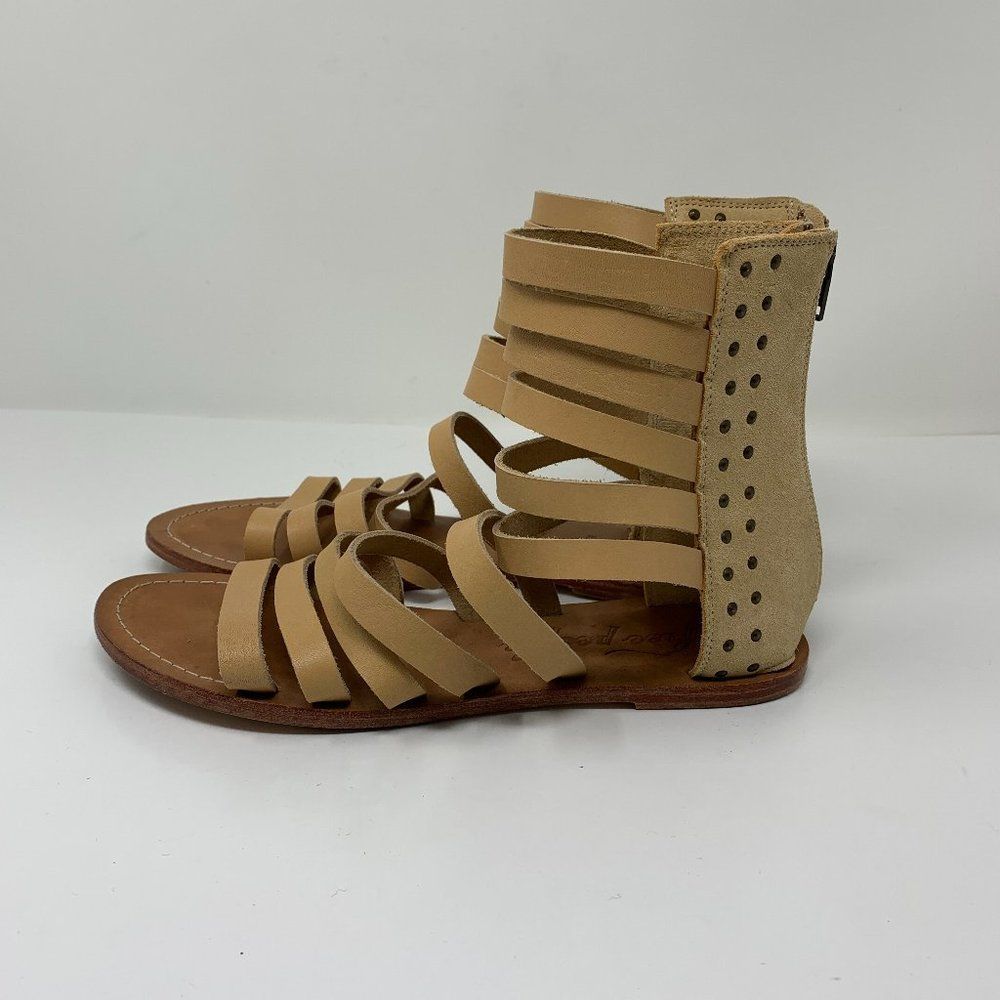 Free People Leather Gladiator Sandals Zip Up Back
